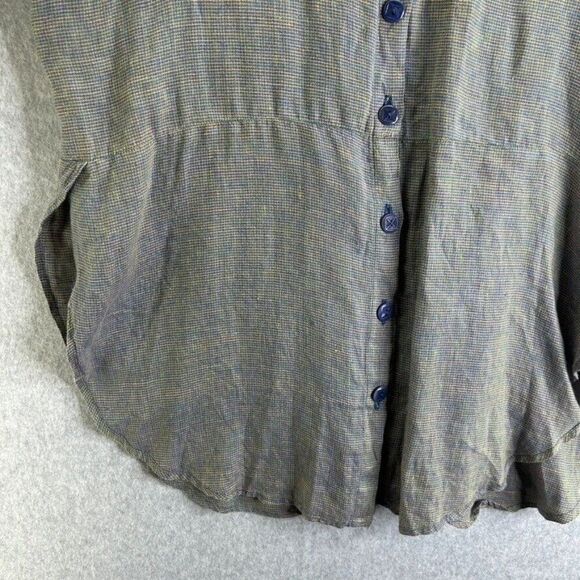 Vintage FLAX Small Linen Tunic Top Blouse Button Front Collared Lagenlook Flowy - Picture 6 of 16